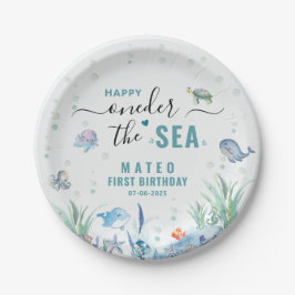 ウォーターカラーワンダーの海1歳の誕生日 ペーパープレート