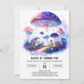 ウォーターカラーワンダーランドキノコ誕生日 招待状 (正面)