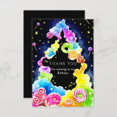 ウォーターカラーワンダーランドキャンディランド誕生日 サンキューカード (正面/裏面)