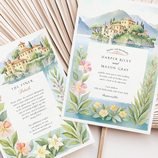 ウォーターカラーヴィラデルバルビアナロレイクコ結婚モズ 招待状