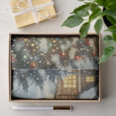 ウォーターカラーヴィンテージクリスマスタウンティッシュペーパー 薄葉紙 (ギフト)