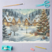 ウォーターカラーヴィンテージクリスマスタウンティッシュペーパー 薄葉紙 (クラフト)