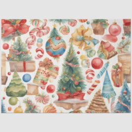 ウォーターカラーヴィンテージクリスマスティッシュペーパー 薄葉紙