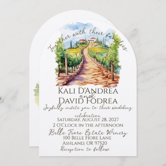 ウォーターカラーヴィンヤード結婚式招待状 招待状 (正面/裏面)