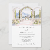 ウォーターカラーヴェニューイラストレーション結婚式招待状 セーブザデート (正面)