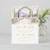 ウォーターカラーヴェニュー結婚スイラストレーション 箔招待状 (立ち正面)