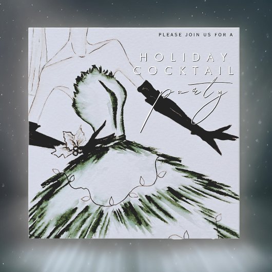 ウォーターカラーヴォーグファッションホリデーカクテルパーティー 招待状