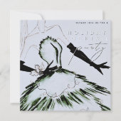 ウォーターカラーヴォーグファッションホリデーカクテルパーティー 招待状 (正面)