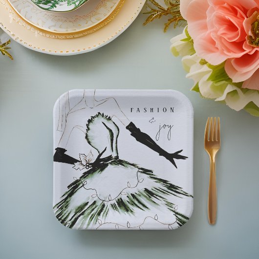 ウォーターカラーヴォーグファッションモデルホリデー ペーパープレート