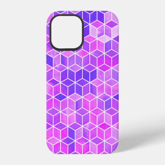 ウォーターカラー六角形イラストパターン iPhoneケース (裏面)