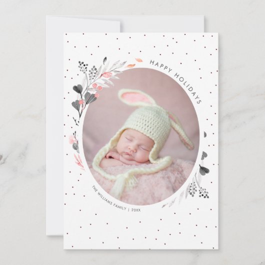 ウォーターカラー冬の葉ハッピーホリデーズ シーズンカード (正面)