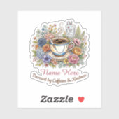ウォーターカラー医療コーヒーフローラル 名前入り シール (シート)