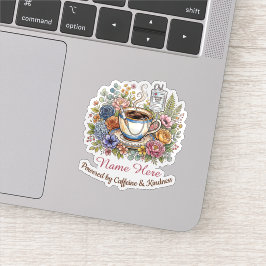 ウォーターカラー医療コーヒーフローラル 名前入り シール