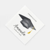 ウォーターカラー卒業式 金と黒のナプキン スタンダードランチョンナプキン (角)