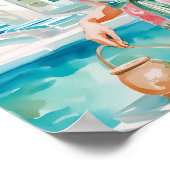 ウォーターカラー名門私立校風のパームビーチガールアットザプール ポスター (角)