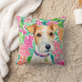 ウォーターカラー名門私立校風のパームビーチキツネテリアドッグ クッション (ブランケット)