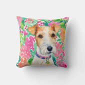 ウォーターカラー名門私立校風のパームビーチキツネテリアドッグ クッション (正面)