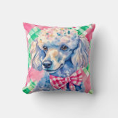 ウォーターカラー名門私立校風のパームビーチジンガムプードルドッグ クッション (正面)