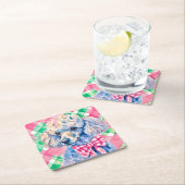 ウォーターカラー名門私立校風のパームビーチジンガムプードルドッグ スクエアペーパーコースター (インサイチュ)