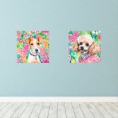 ウォーターカラー名門私立校風のパームビーチドッグポートレート (ウッドフロア)