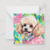 ウォーターカラー名門私立校風のパームビーチプードルドッグギフト ノートカード (正面)