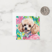 ウォーターカラー名門私立校風のパームビーチプードルドッグギフト ノートカード (正面/裏面インサイチュ)