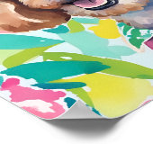 ウォーターカラー名門私立校風のパームビーチプードルドッグ ポスター (角)