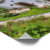 ウォーターカラー地中海のハウス ポスター (角)