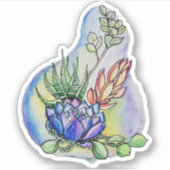 ウォーターカラー多肉植物ブーケイラスト シール (正面)