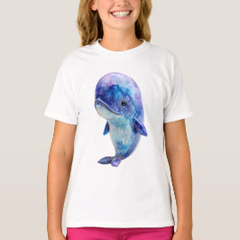 ウォーターカラー宇宙銀河クジラ子供服 Tシャツ