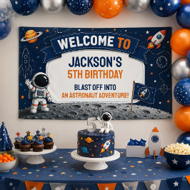 ウォーターカラー宇宙飛行士スペースキッズ誕生日パーティー 横断幕