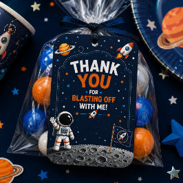 ウォーターカラー宇宙飛行士宇宙の誕生日パーティーファヴォー ギフトタグ