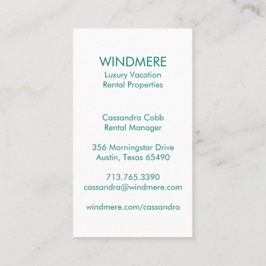 ウォーターカラー実在ドアエステート不動産仲介業者ユニーク 名刺 (裏面)