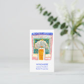 ウォーターカラー実在ドアエステート不動産仲介業者ユニーク 名刺 (スタンド正面)