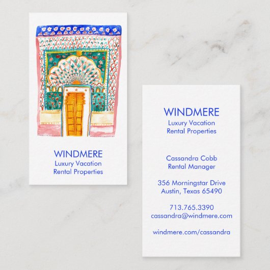 ウォーターカラー実在ドアエステート不動産仲介業者ユニーク 名刺 (正面/裏面)