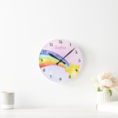 ウォーターカラー射撃、 発砲スターレインボーガール子供部屋 ラウンド壁時計 (ホーム)