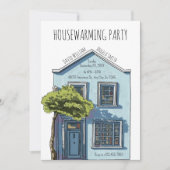 ウォーターカラー居心地の良い小さなホームオープンハウス 招待状 (正面)