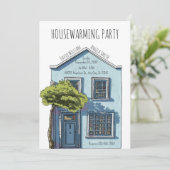 ウォーターカラー居心地の良い小さなホームオープンハウス 招待状 (スタンド正面)