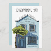 ウォーターカラー居心地の良い小さなホームオープンハウス 招待状 (正面/裏面)