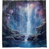 ウォーターカラー幻想の滝の洞窟 シャワーカーテン (正面)