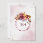ウォーターカラー幾何学的な花の秋のマースラ結婚式 招待状 (裏面)