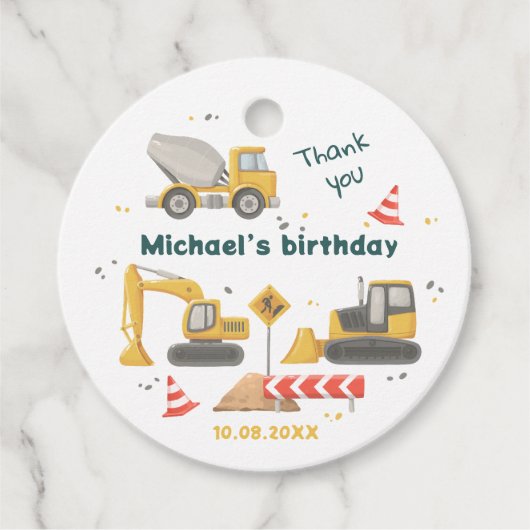 ウォーターカラー建設お誕生日パーティー フェイバータグ (正面)