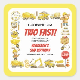 ウォーターカラー建設 2歳の誕生日パーティー  スクエアシール