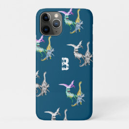 ウォーターカラー恐竜キッズモノグラム iPhone 11 PROケース
