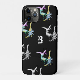 ウォーターカラー恐竜キッズモノグラム iPhone 11 PROケース