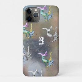 ウォーターカラー恐竜キッズモノグラム iPhone 11 PROケース