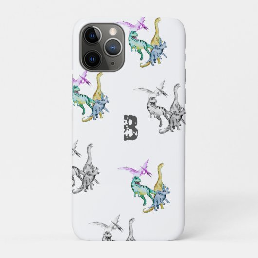 ウォーターカラー恐竜キッズモノグラム Case-Mate iPhoneケース (裏)