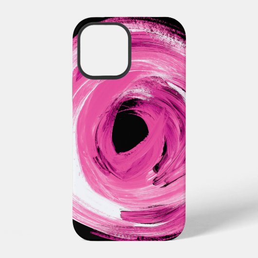 ウォーターカラー抽象ピンクスワール iPhoneケース (裏面)
