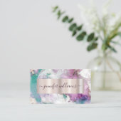 ウォーターカラー抽象芸術パステルエレガント美しいサロン 名刺 (スタンド正面)