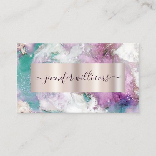 ウォーターカラー抽象芸術パステルエレガント美しいサロン 名刺 (正面)